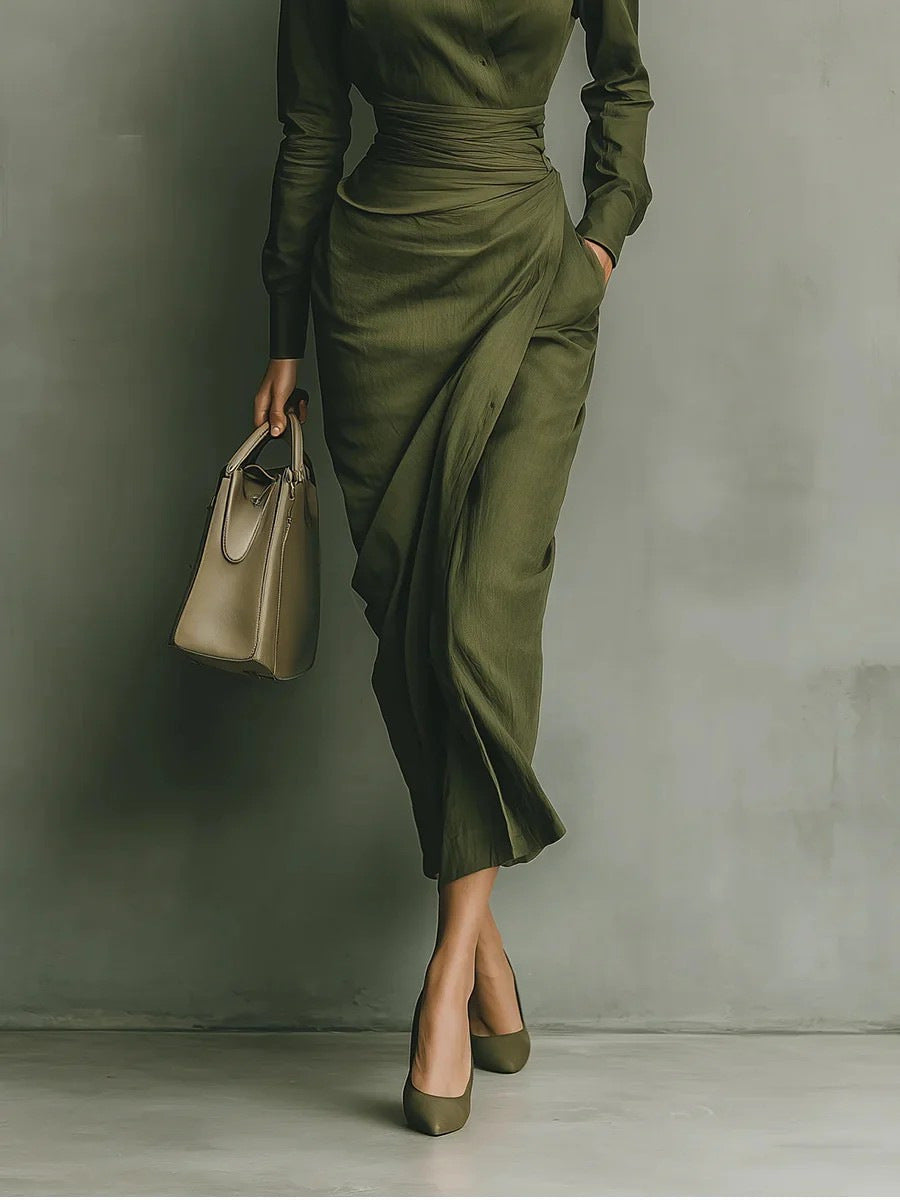 Asmara Tie-Waist Midi Sweater Dress