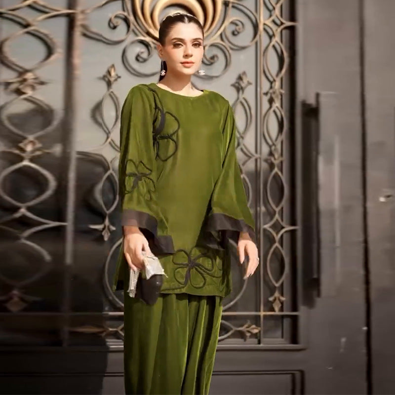 Alisora Yeşil Şık Kadife İkili Takım