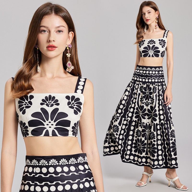 Corsica Graphic Pattern Crop Maxi Dress