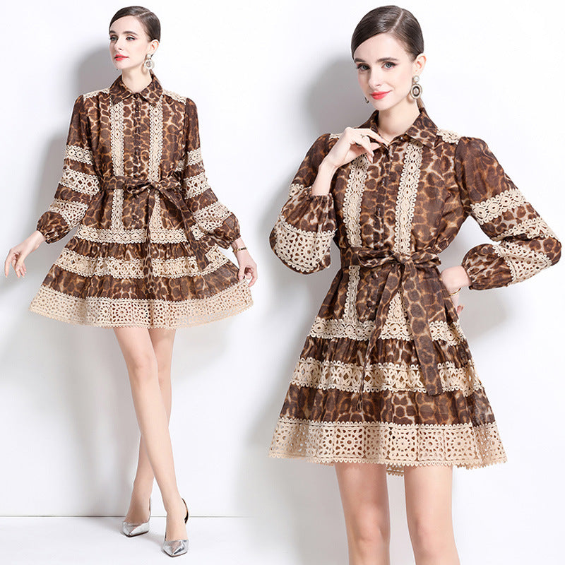 Léonor Minikleid mit Leopardenmuster und Cut-Out-Einsätzen