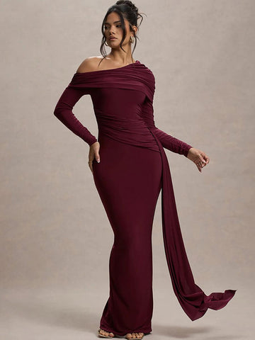 Slash Solid Maxi Elbise