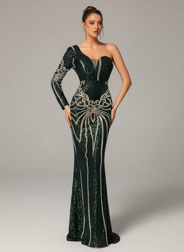 Elara Meerjungfrauen-Maxikleid mit Fischgrätmuster