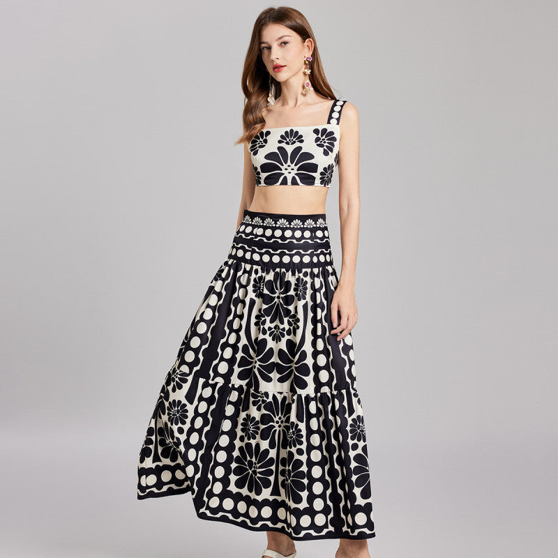 Corsica Graphic Pattern Crop Maxi Dress