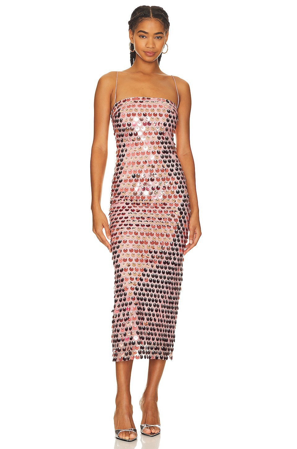 Funkelndes Meerjungfrauen-Pailletten-Maxikleid mit Schlitz