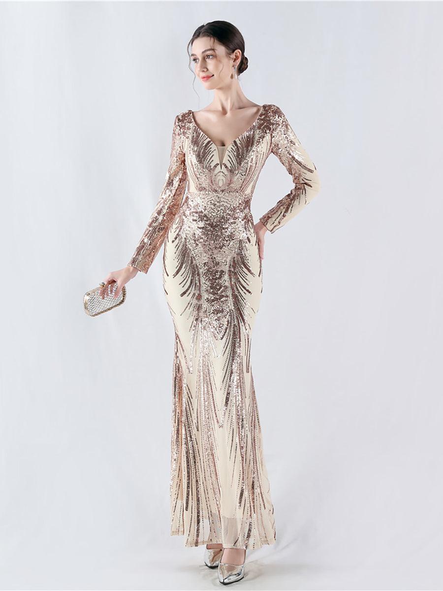 Runa Maxikleid mit V-Ausschnitt und offenem Rücken