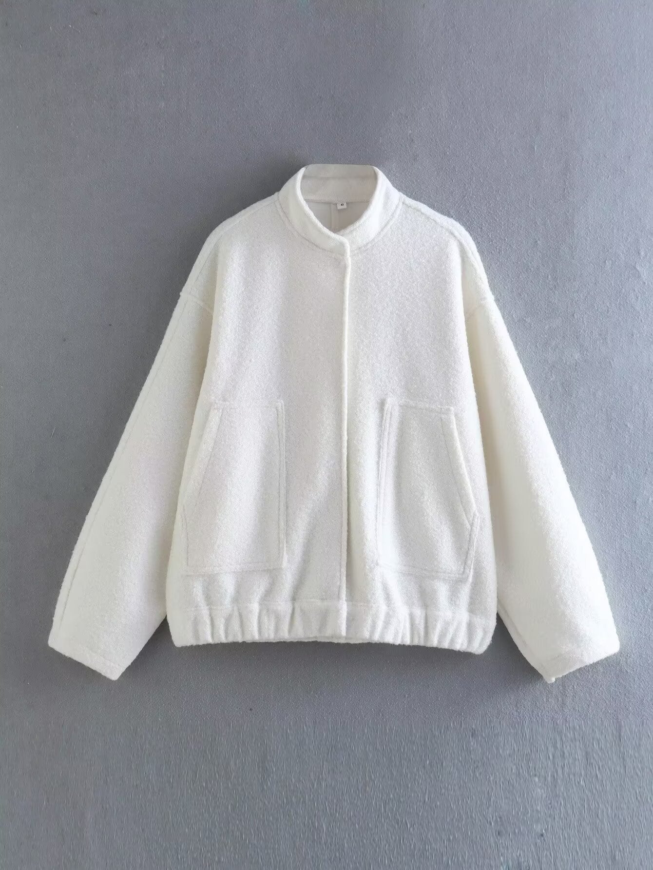 Oversize Gri Yün Görünümlü Ceket
