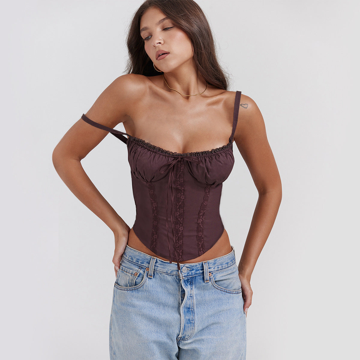 Askılı Korse Görünümlü Crop