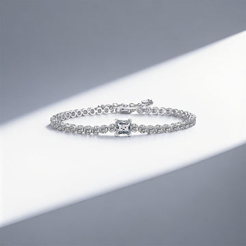 S925 Gümüş Moissanite Prenses Kare Taşlı Bileklik Avrupa & Amerikan Tarzı
