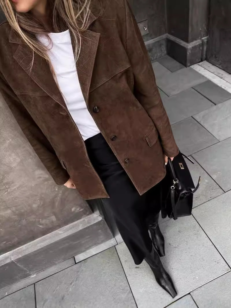 Clarine Klasik Kahve Blazer