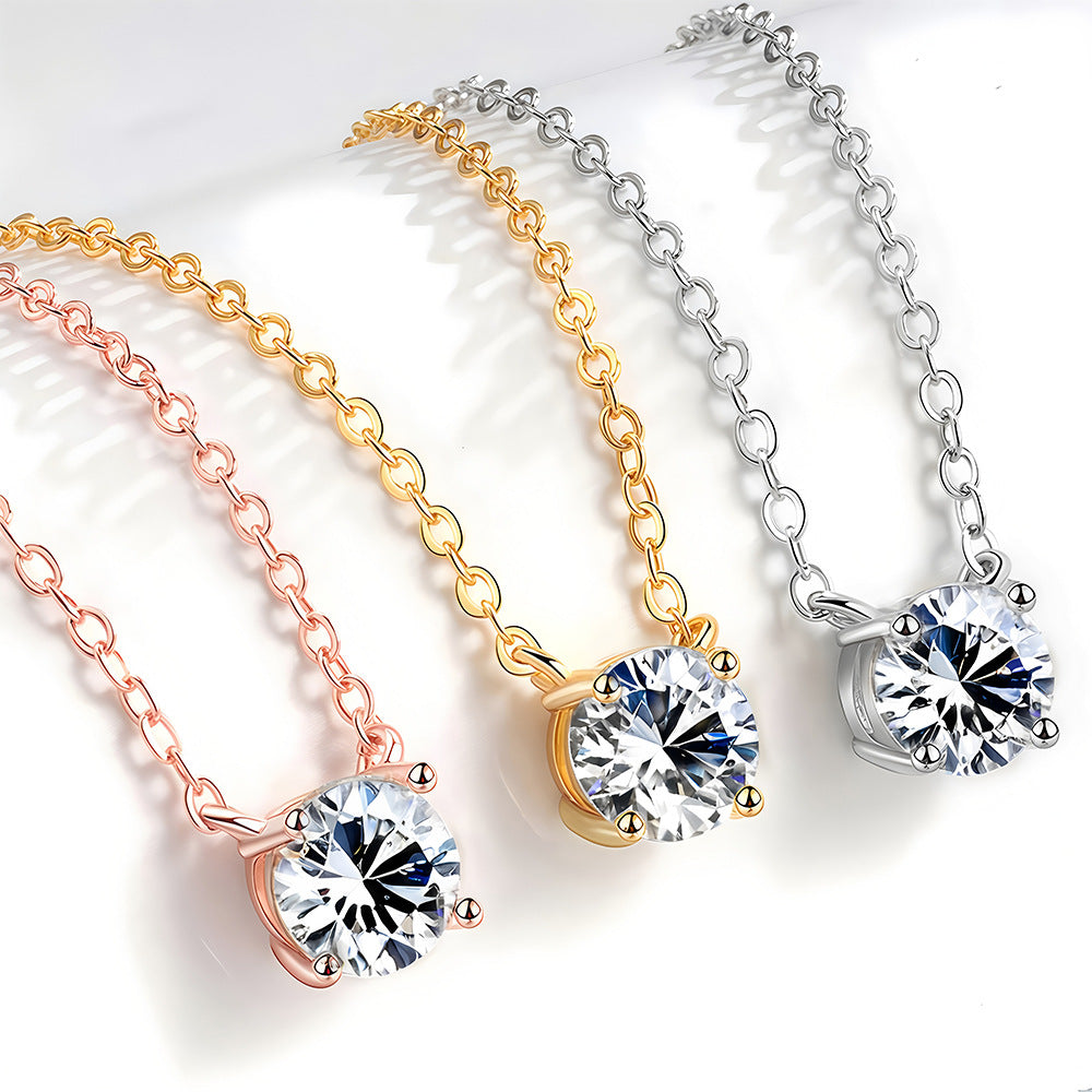 925 Ayar  Dört Pençeli Moissanite Kolye
