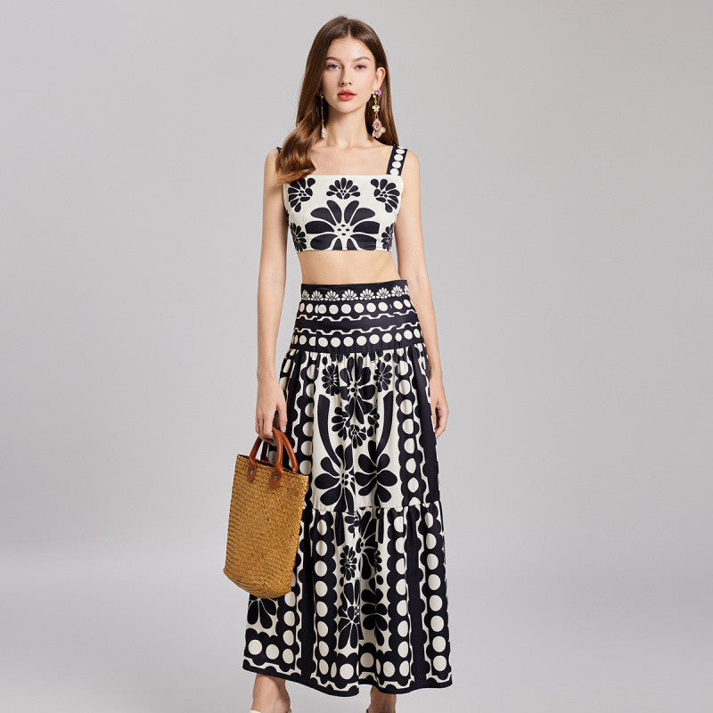Corsica Graphic Pattern Crop Maxi Dress