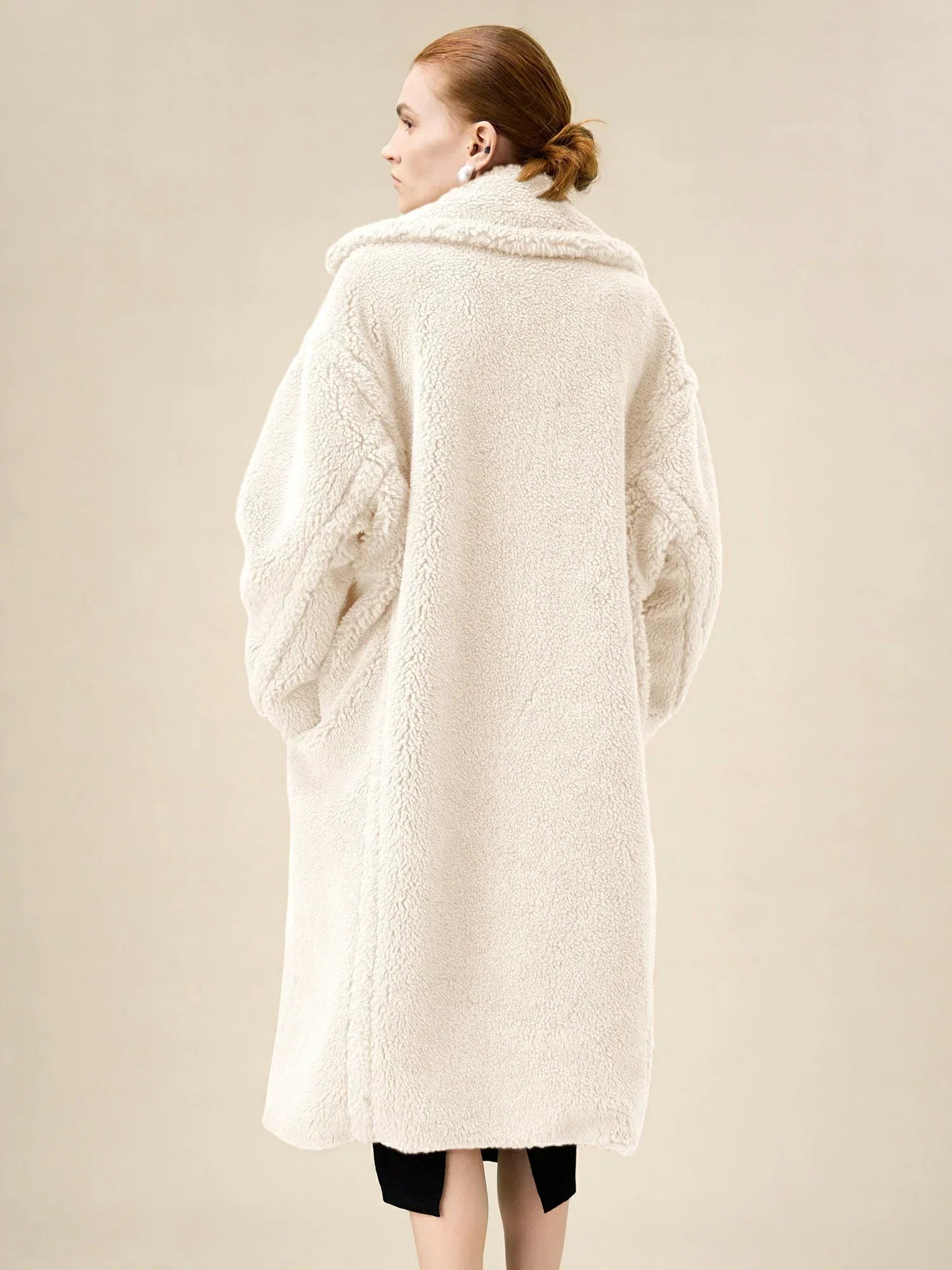 Yün Çentik Yaka Uzun Kollu Peluş Kaban