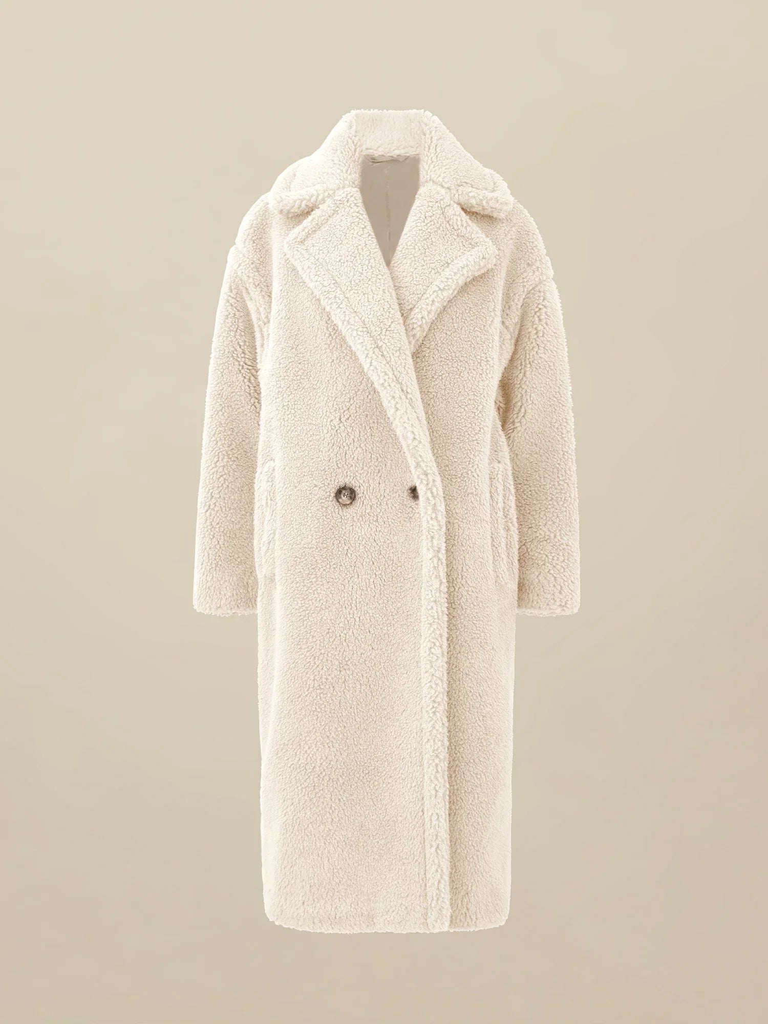 Yün Çentik Yaka Uzun Kollu Peluş Kaban