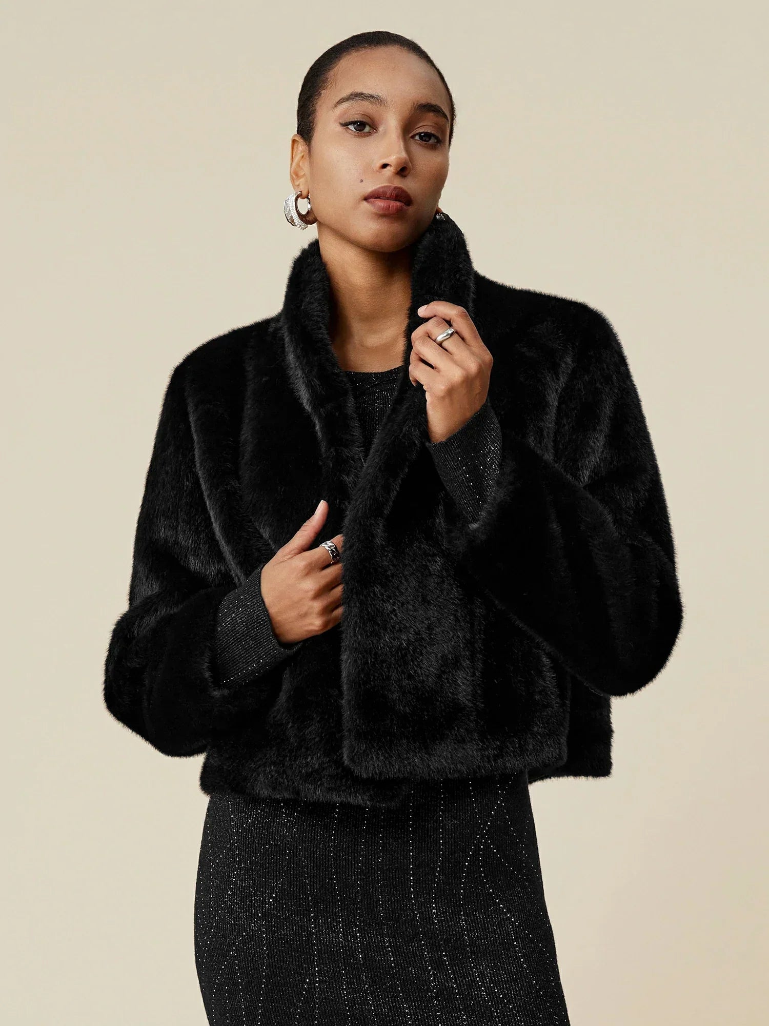 Women's Collar Eco-Friendly Fur Short Coat