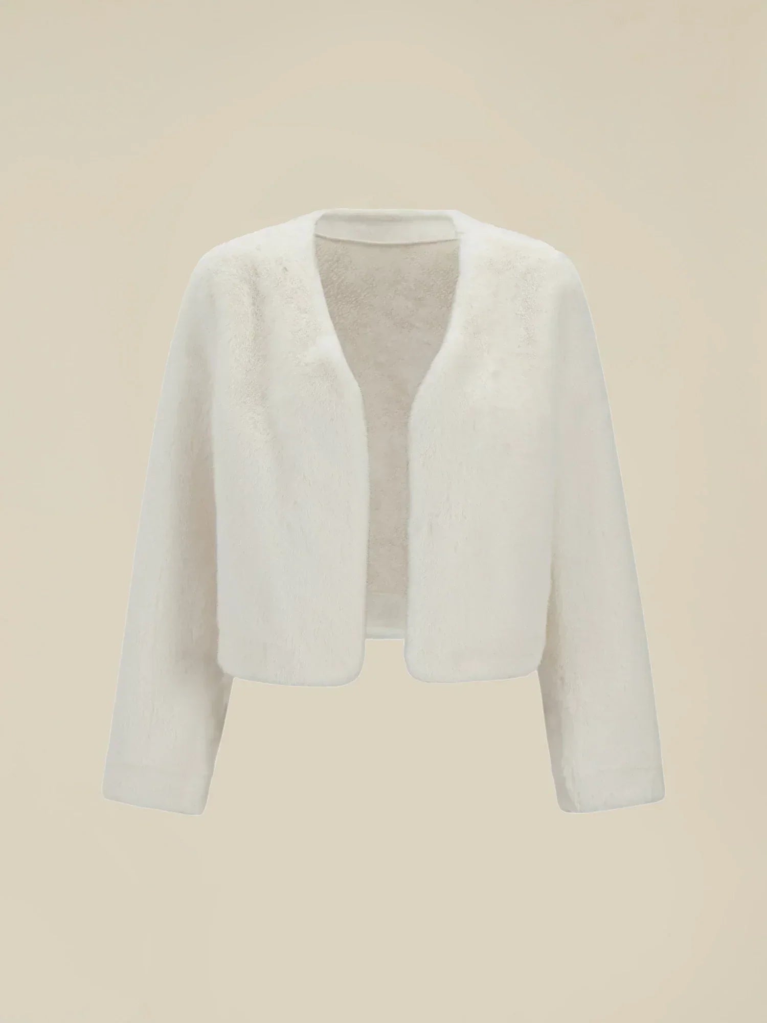 V-Neck Long-Sleeved Eco-Friendly Fur Short Coat