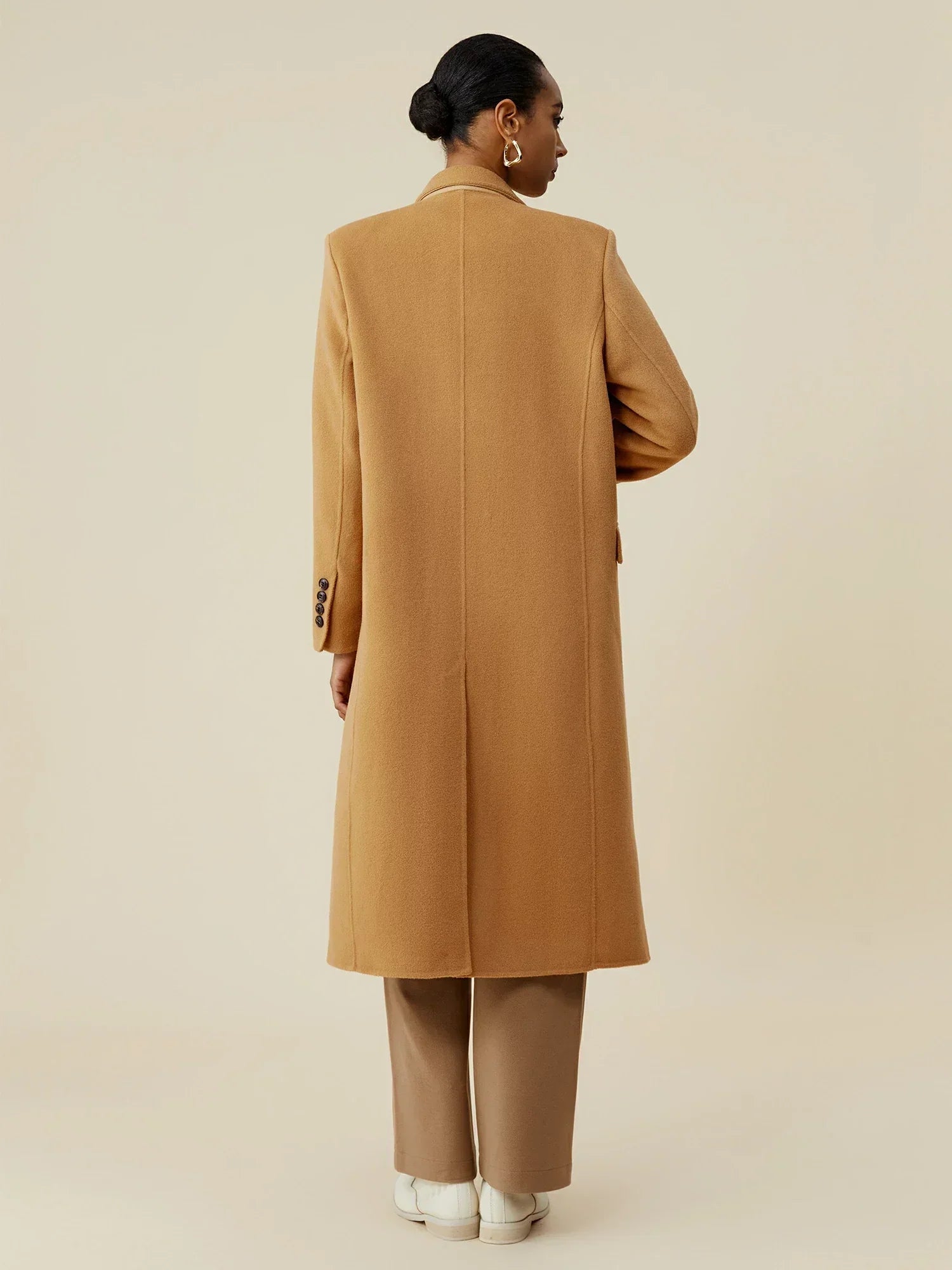 Wool Notched Collar Classic Double-Breasted Coat