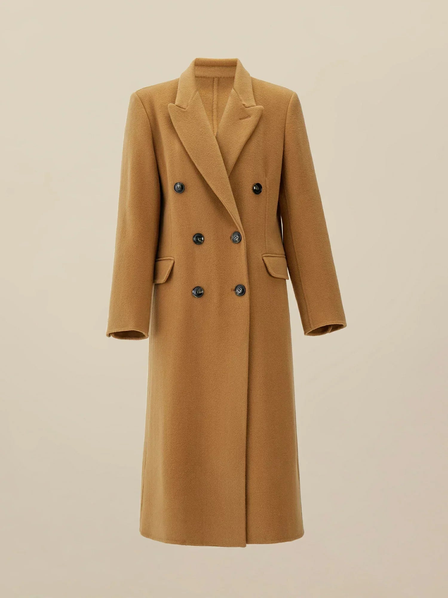 Wool Notched Collar Classic Double-Breasted Coat