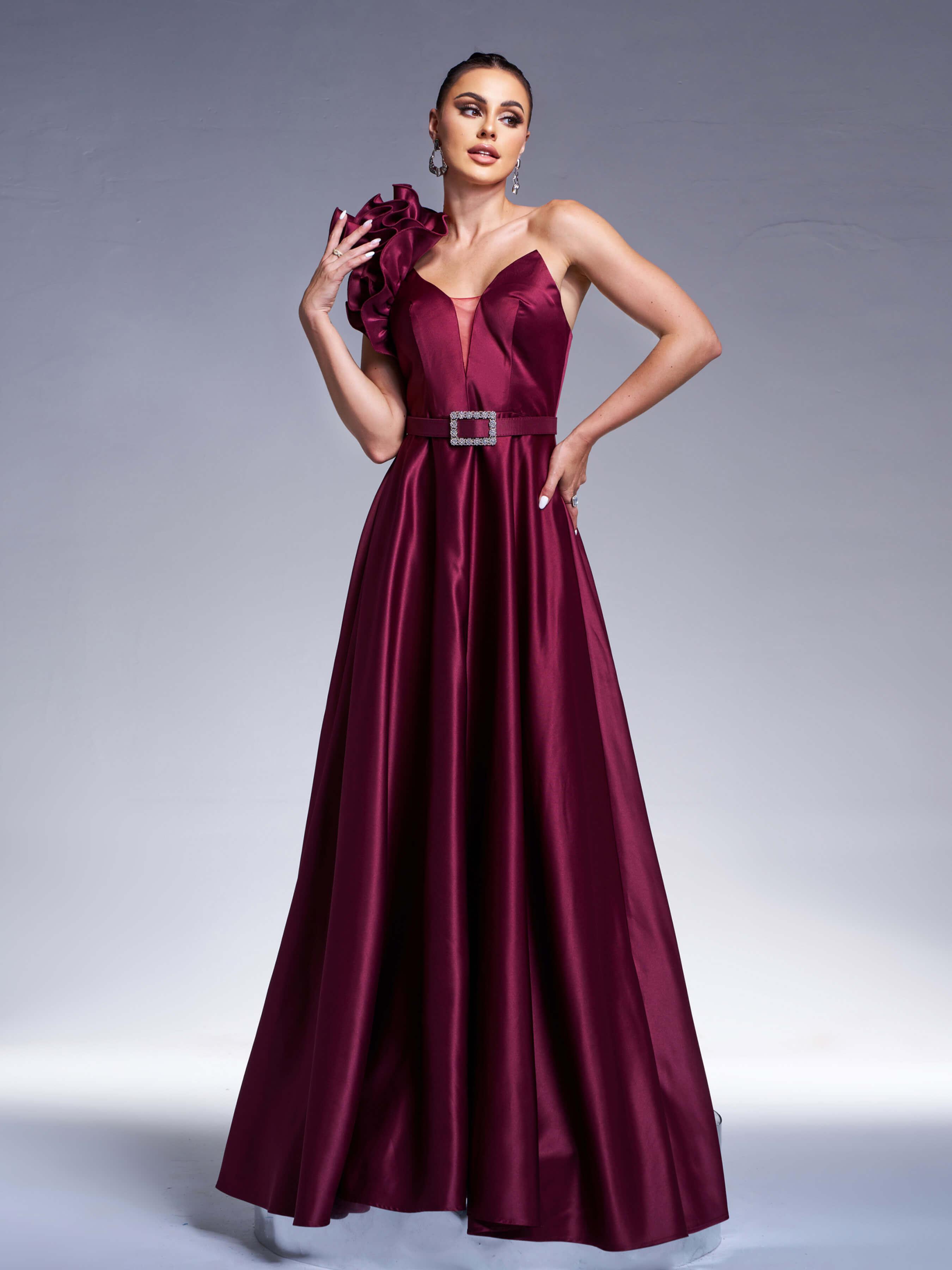 Raisa Maxikleid mit Blumenmuster und One-Shoulder-Ausschnitt