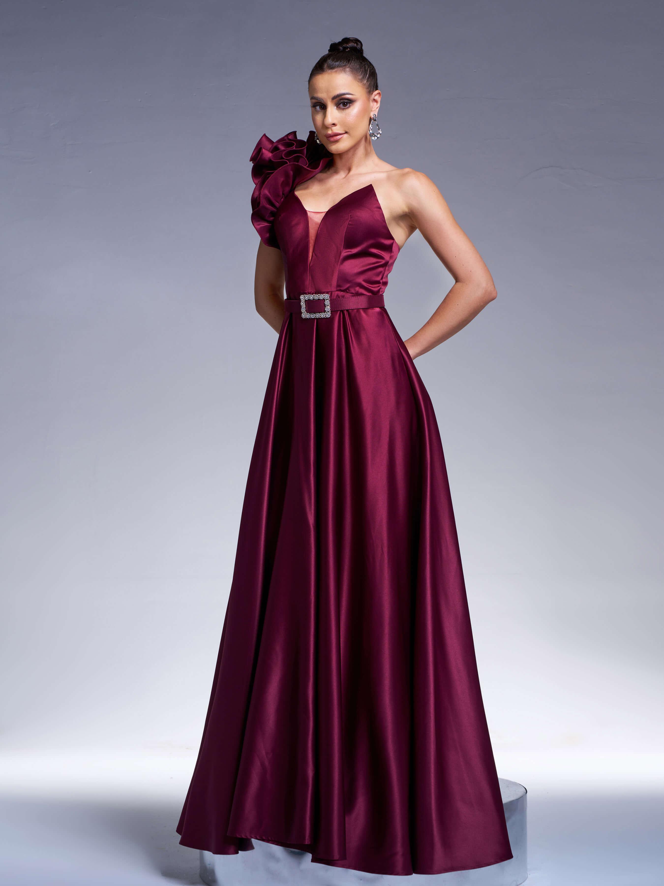 Raisa Maxikleid mit Blumenmuster und One-Shoulder-Ausschnitt