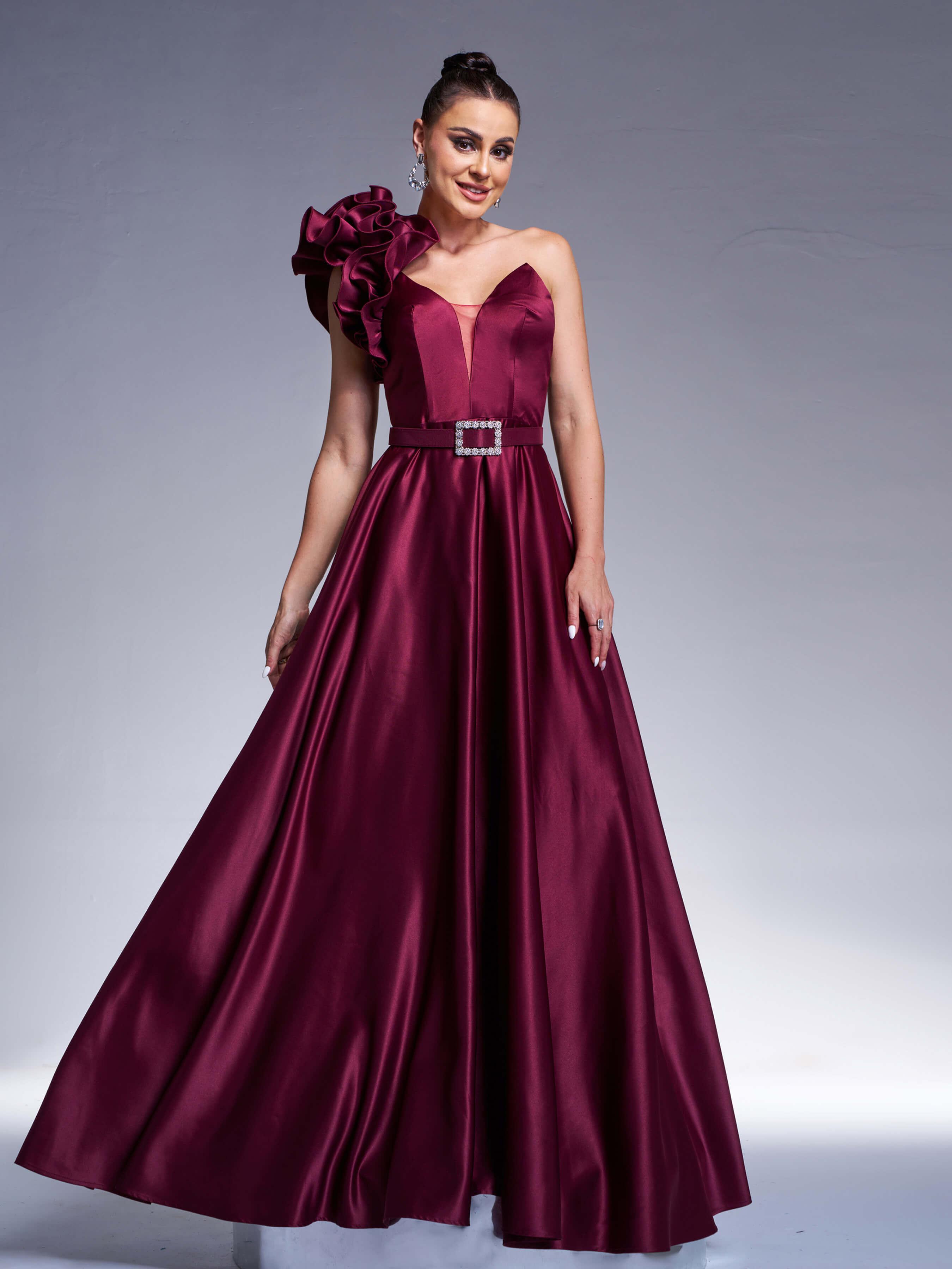 Raisa Maxikleid mit Blumenmuster und One-Shoulder-Ausschnitt