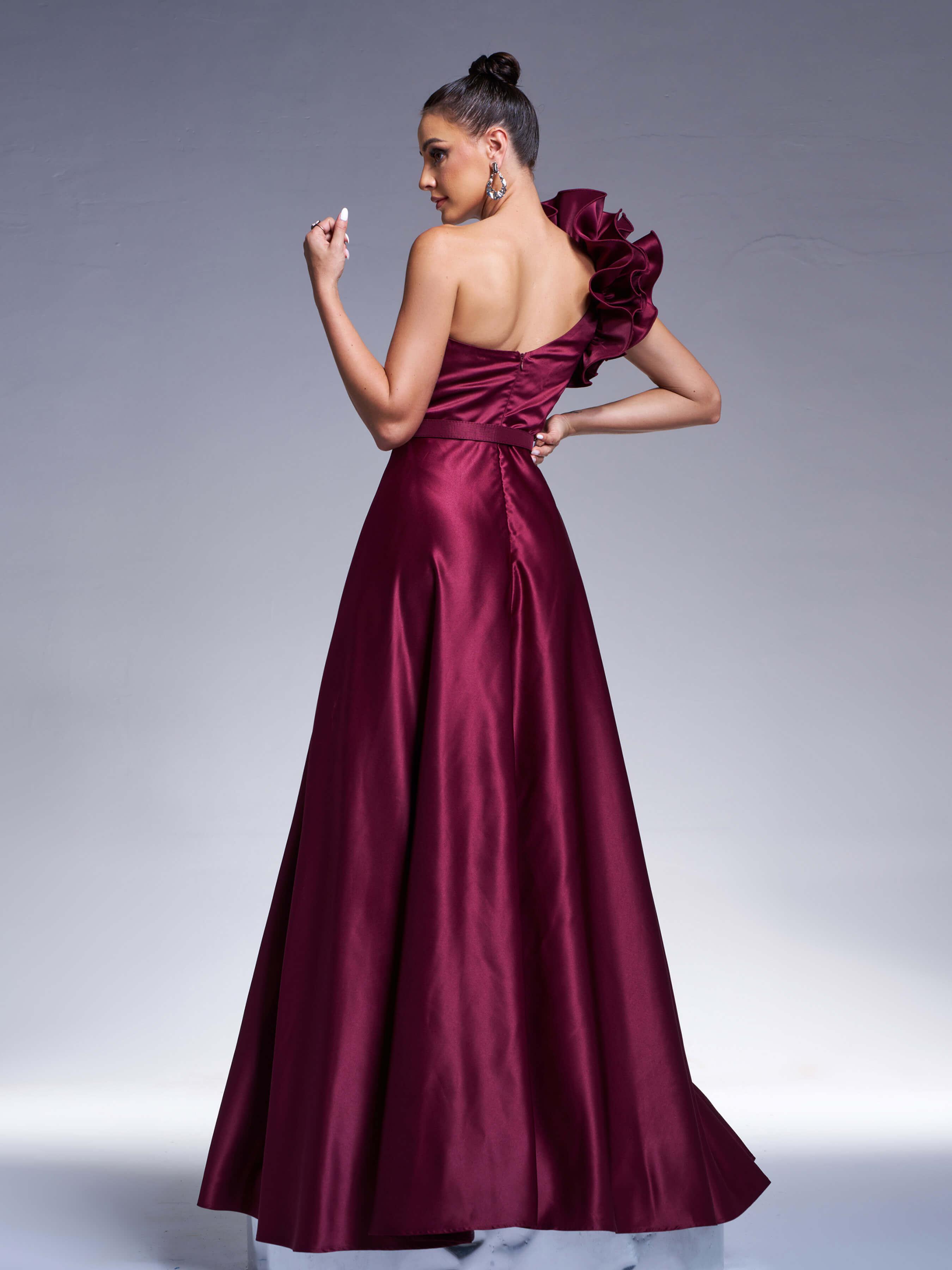 Raisa Maxikleid mit Blumenmuster und One-Shoulder-Ausschnitt
