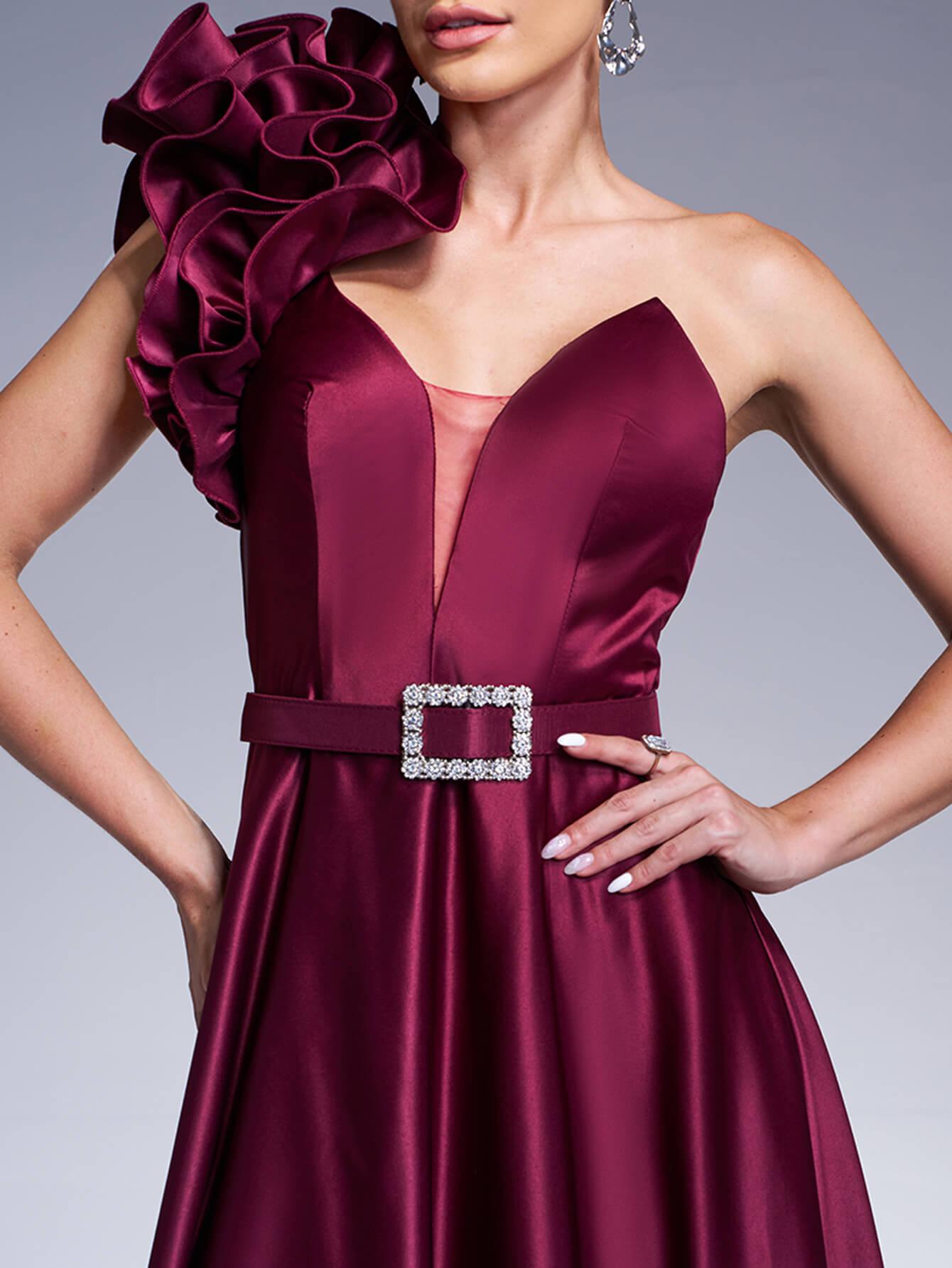 Raisa Maxikleid mit Blumenmuster und One-Shoulder-Ausschnitt