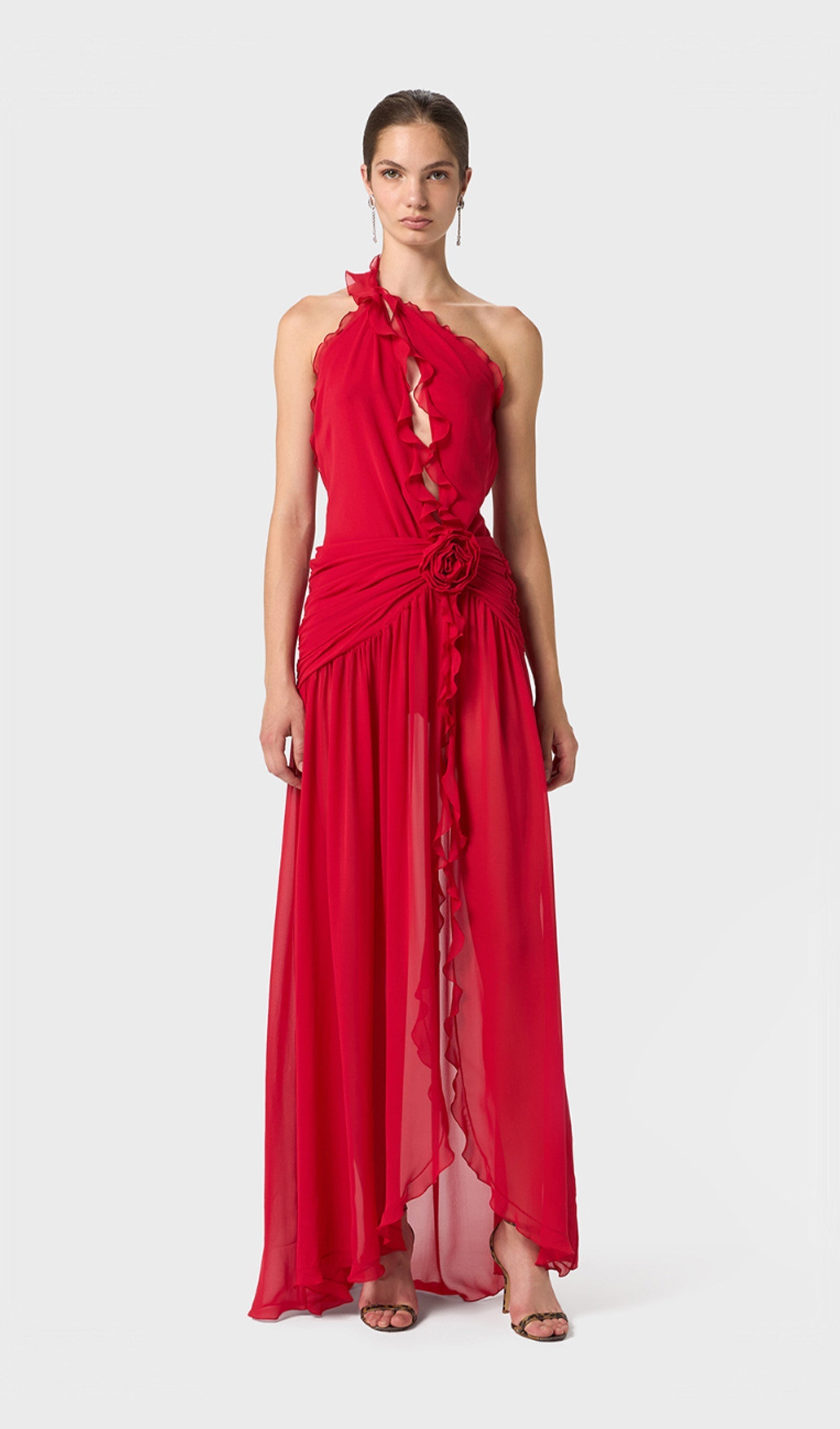 Ein-Schulter-Maxikleid aus Georgette 