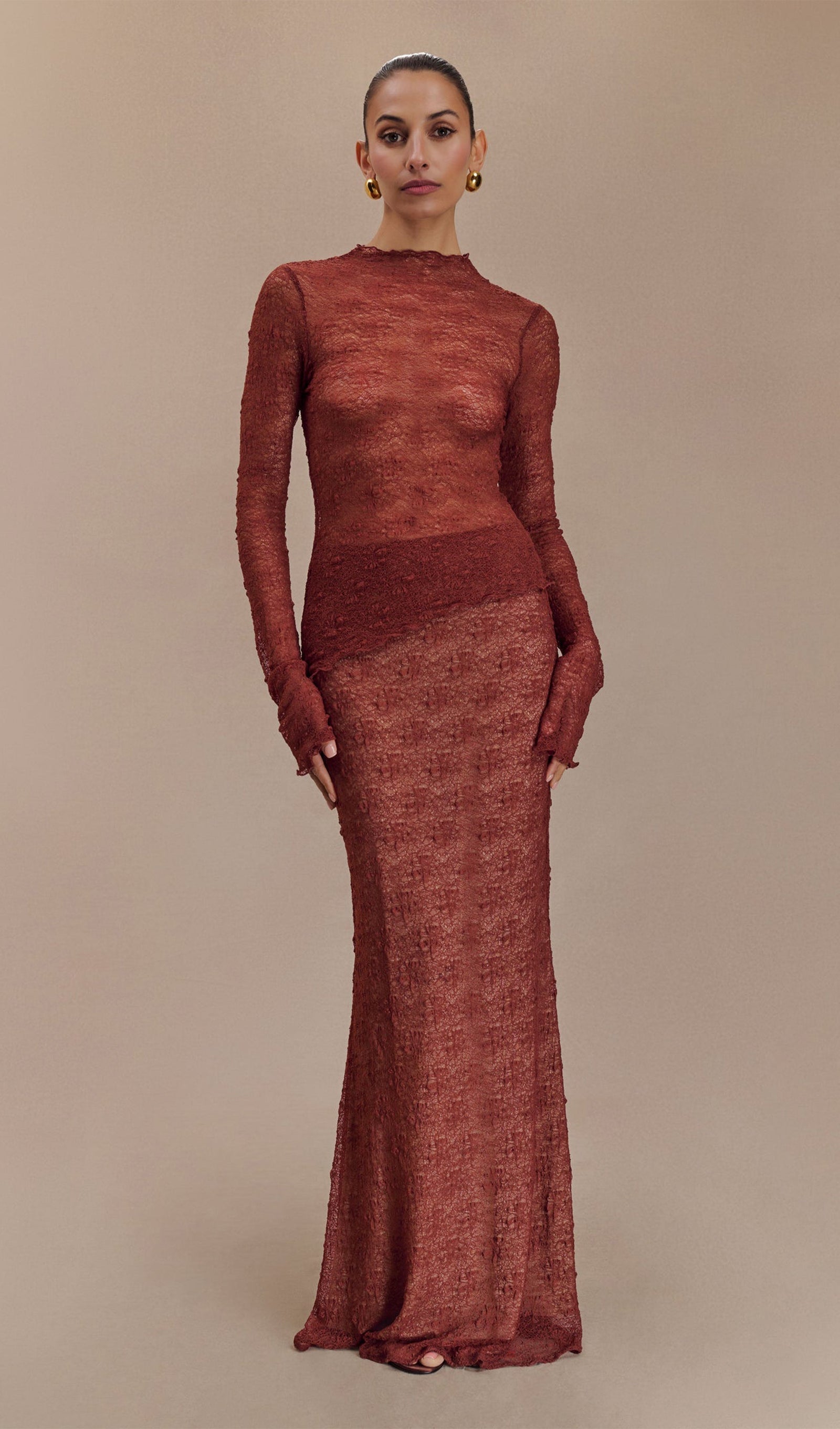 Transparent Lace Maxi Skirt