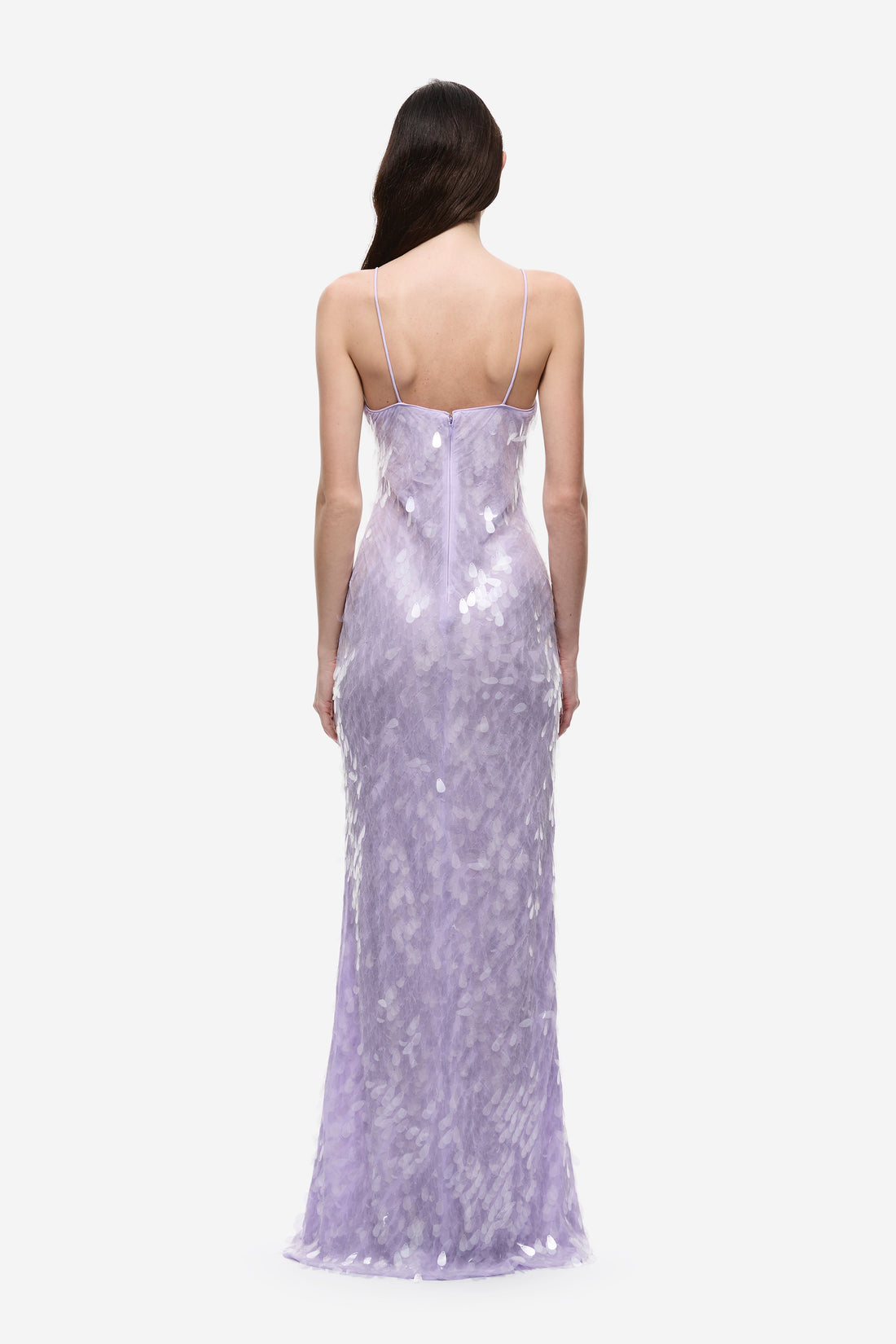 Safir Payetli Maxi Elbise-Mor