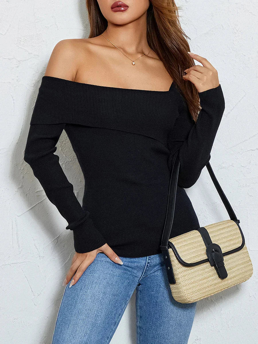 One-Shoulder Knitted Blouse