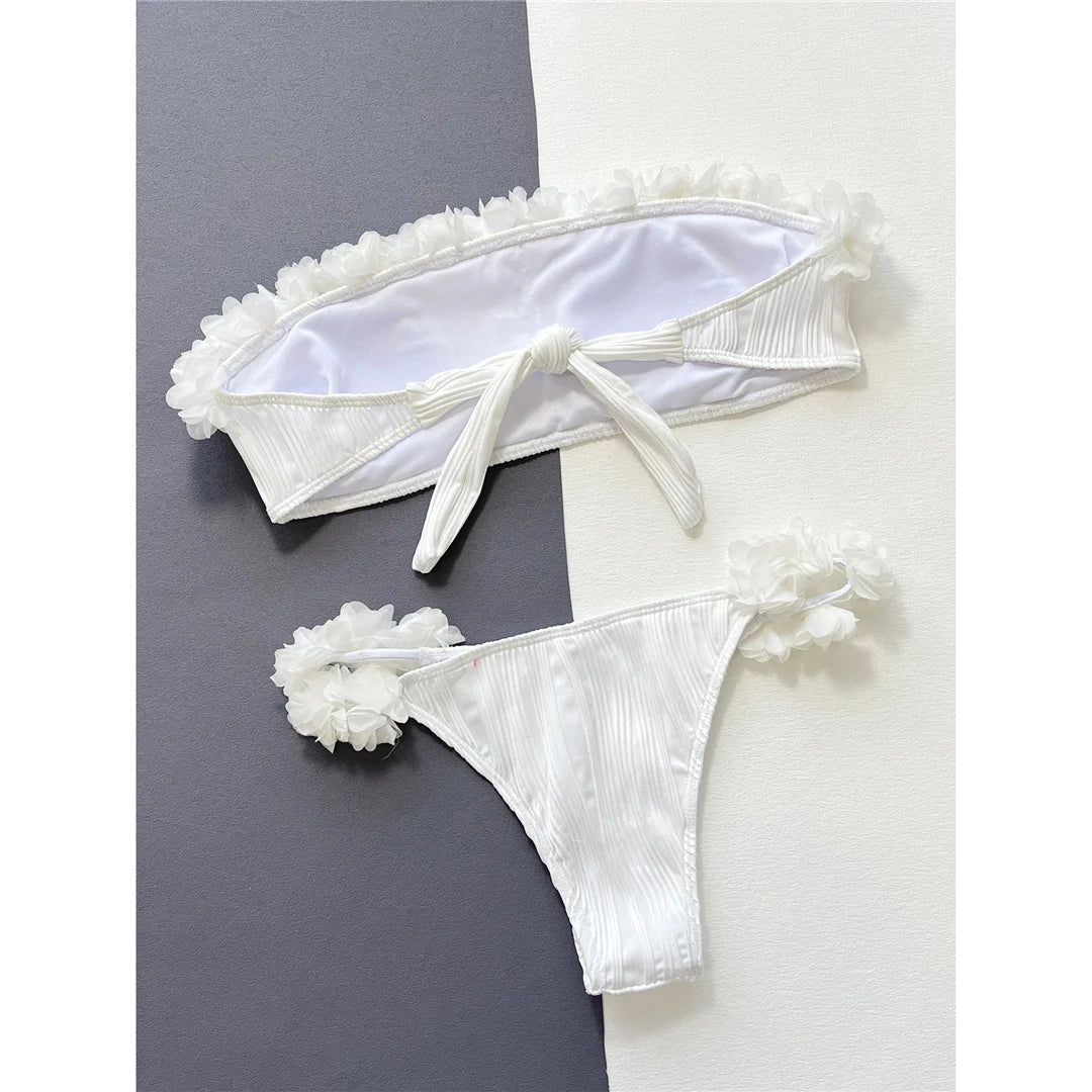 Bandeau Ruffled Wrinkle Bikini Set