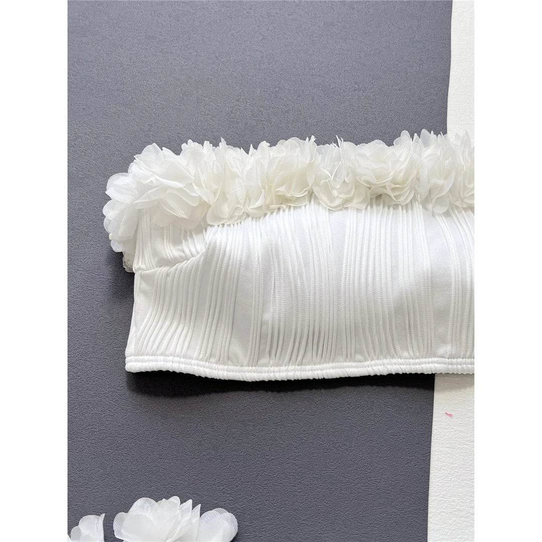 Bandeau Ruffled Wrinkle Bikini Set