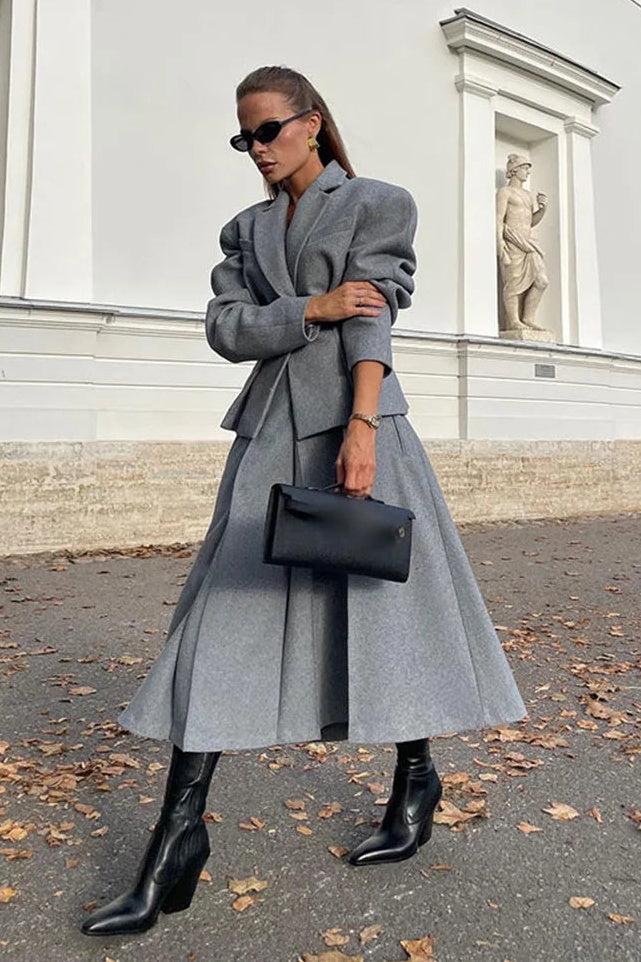 Georgia Yaka Blazer Midi Skirt Set