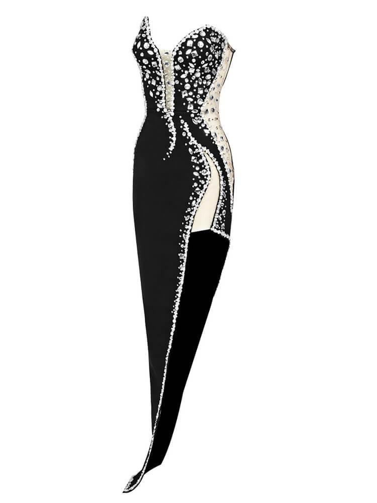 Sabine Strapless Maxi Elbise-Siyah