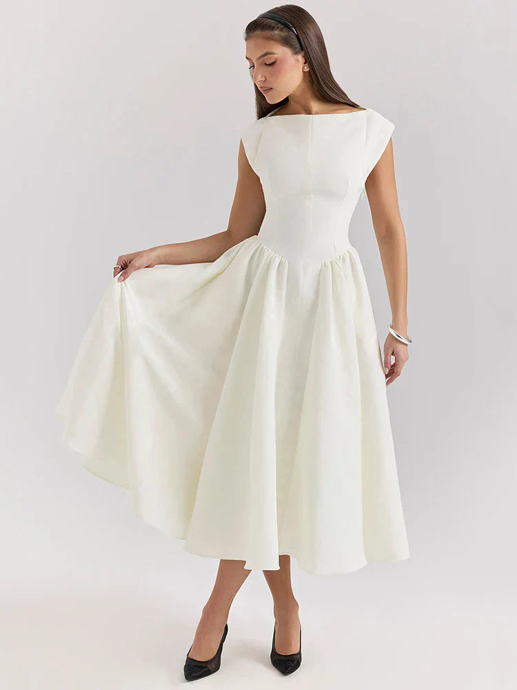 Anastasia Saten Midi Elbise
