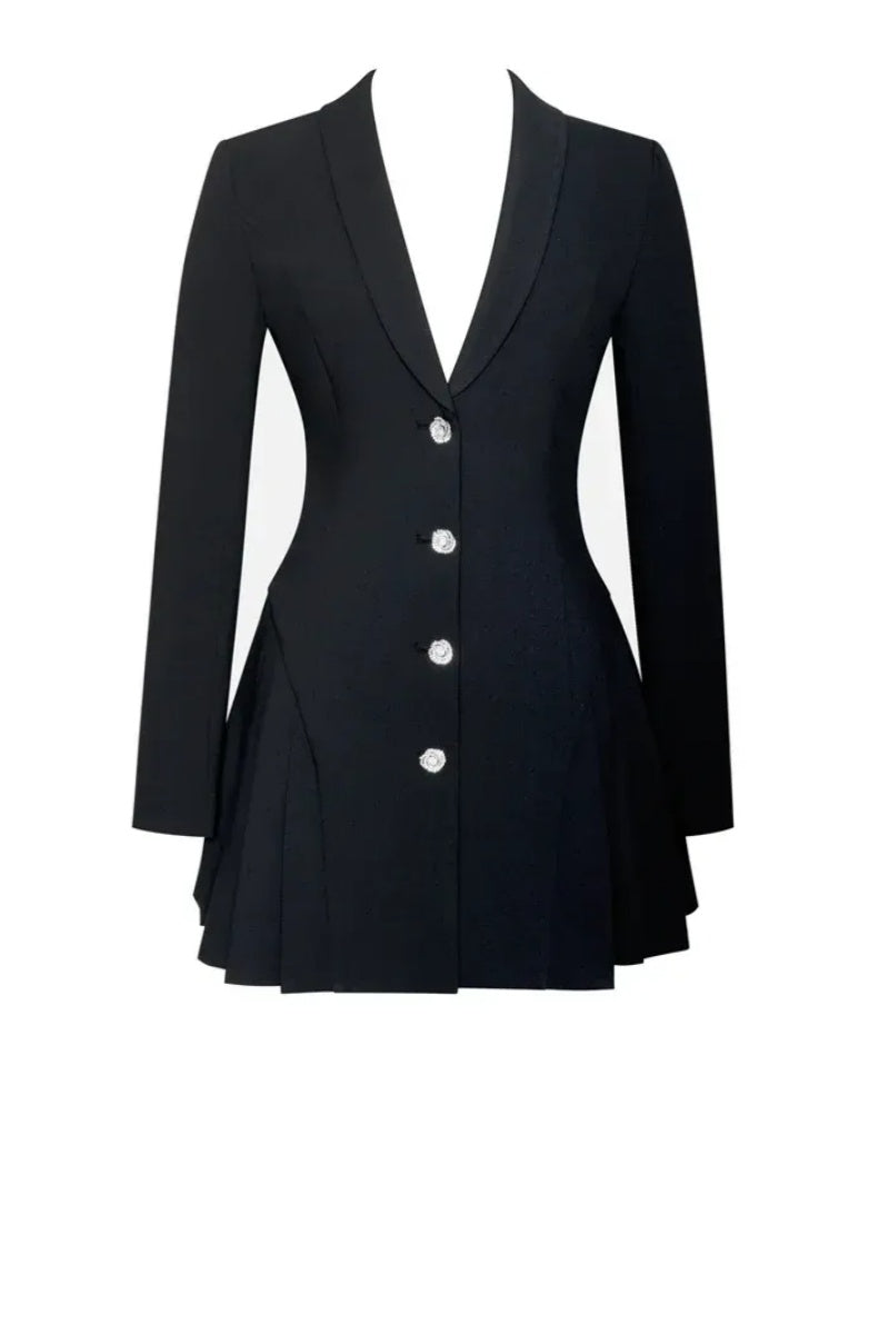 Ria Siyah Blazer Mini Elbise