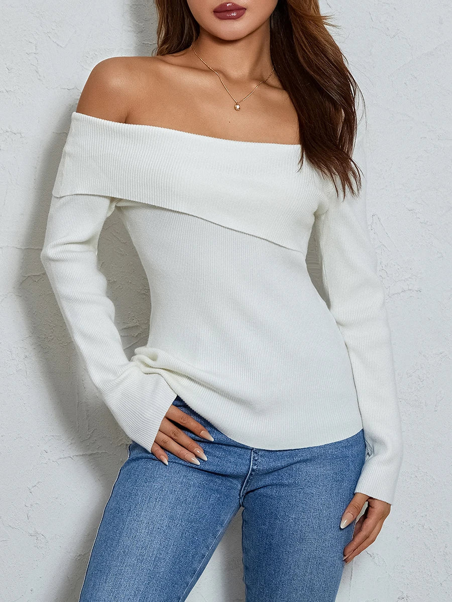 One-Shoulder Knitted Blouse