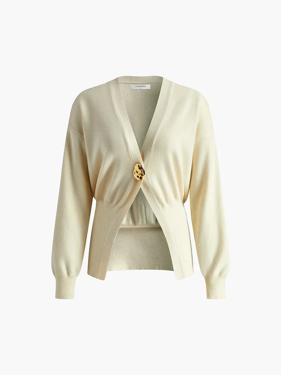 Gold Single Button Cardigan