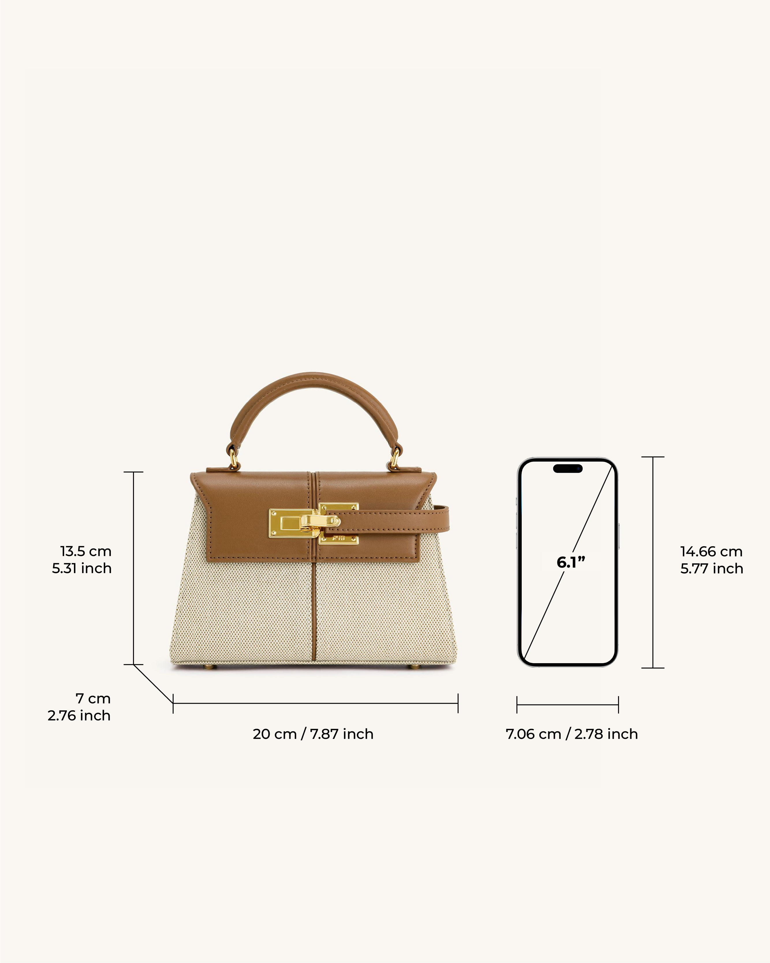 Elise Top Handle Bag – Kahverengi Kanvas