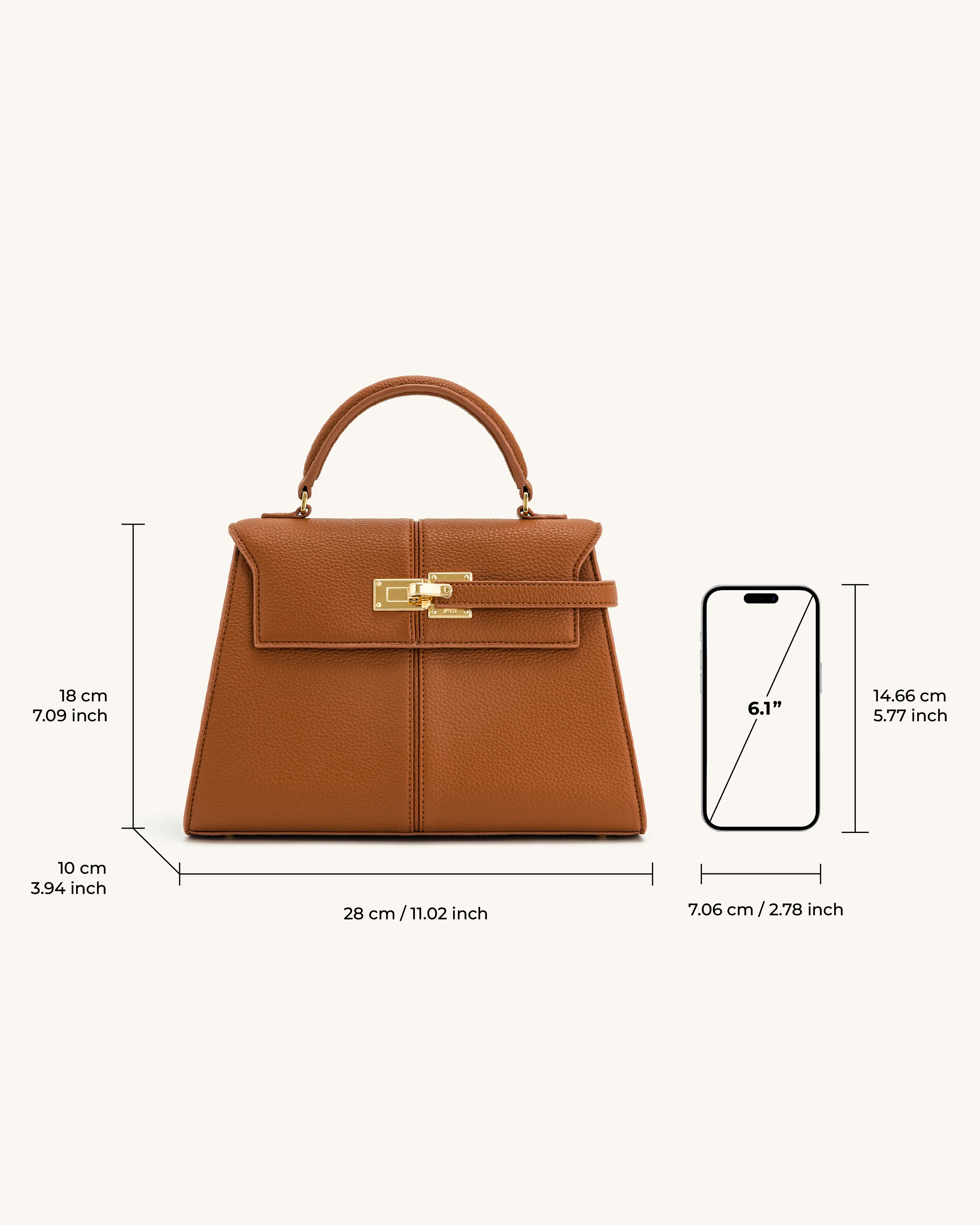 Große Elise Henkeltasche – Braun