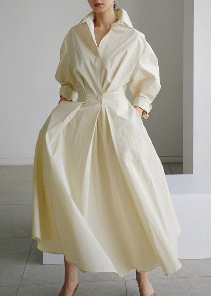 Maxikleid aus Baumwolle mit Peter-Pan-Kragen und Taschen 