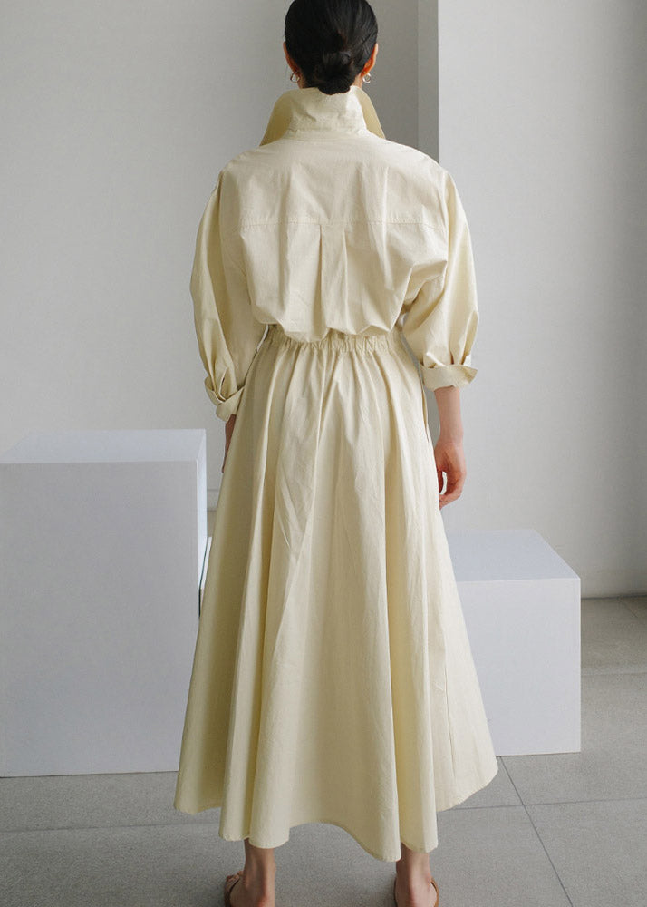 Maxikleid aus Baumwolle mit Peter-Pan-Kragen und Taschen 