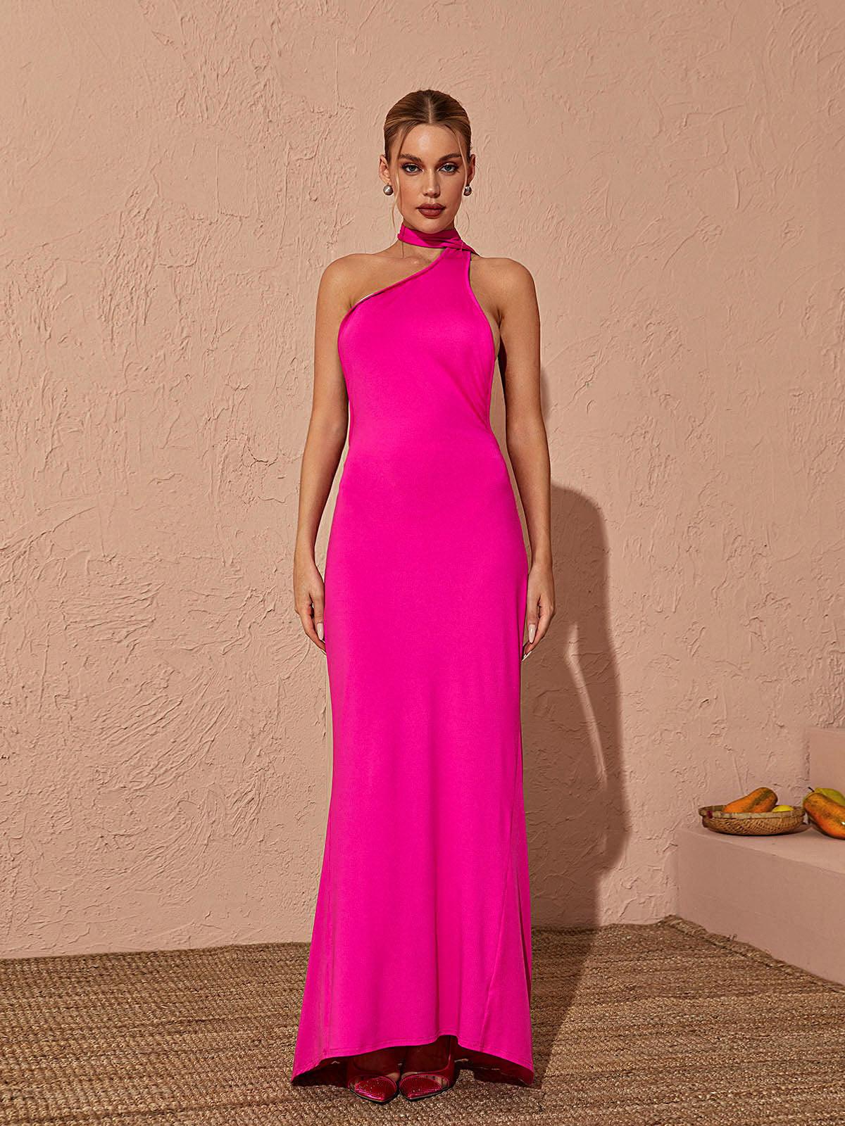 Toula rückenfreies rosa Maxikleid