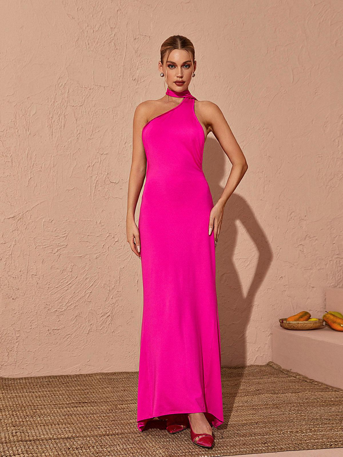 Toula rückenfreies rosa Maxikleid