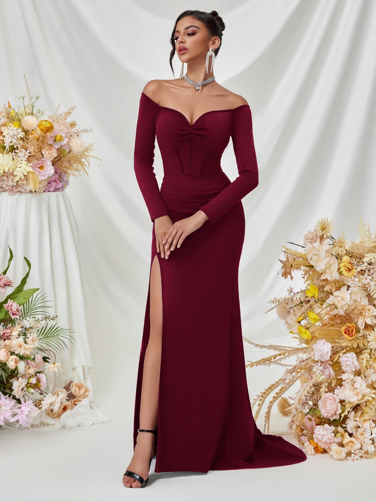 Melisande Omuzsuz Maxi Elbise