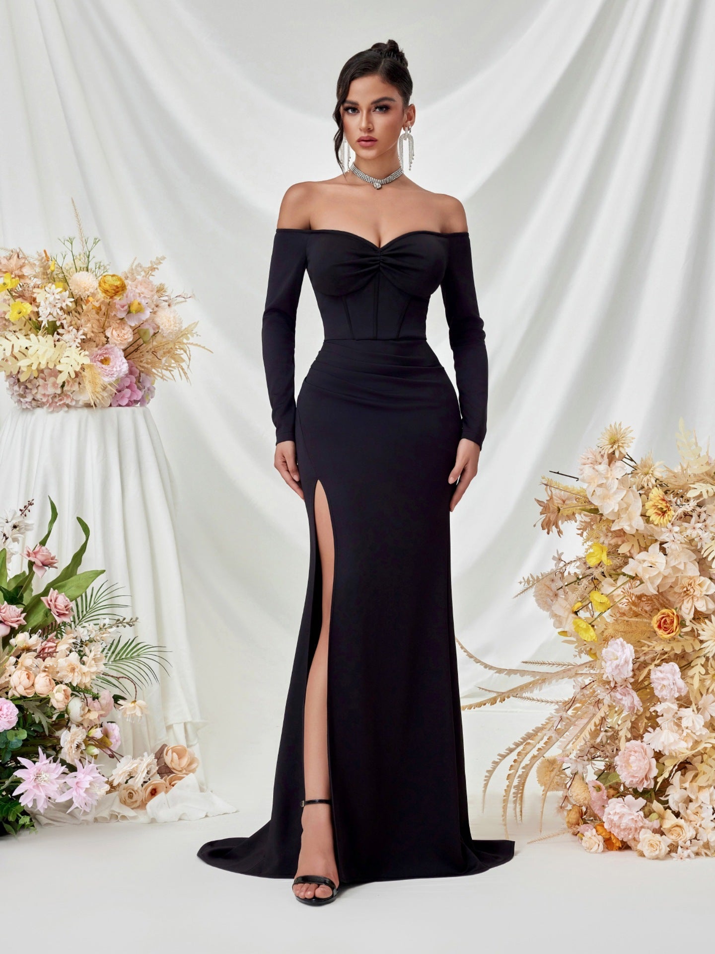 Melisande Omuzsuz Maxi Elbise