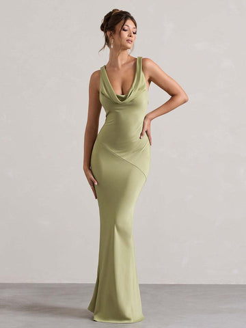 Bellamy Draped Collar Sleeveless Elegant Maxi Dress