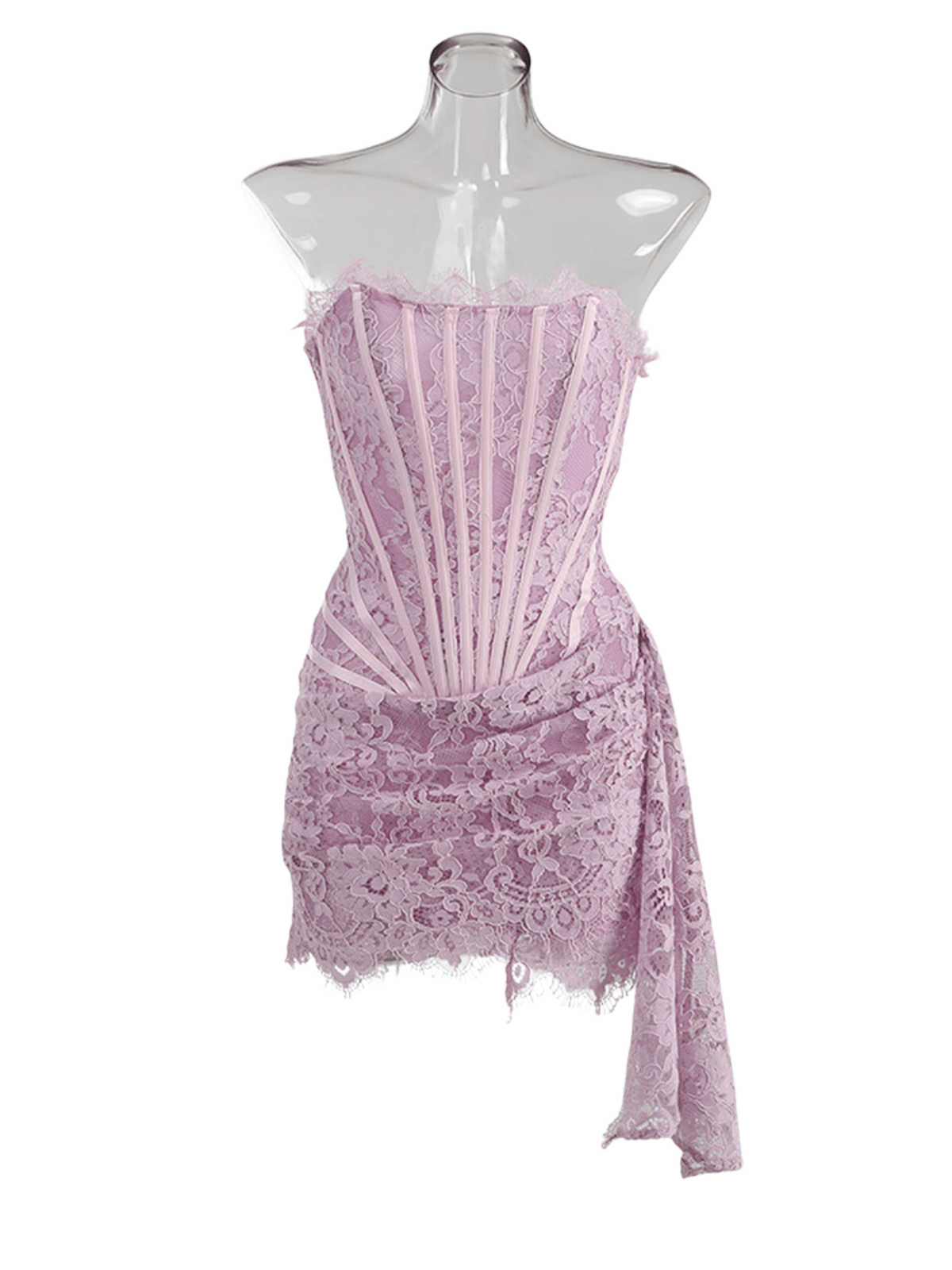 Yolita Lilac Strapless Lace Mini Dress