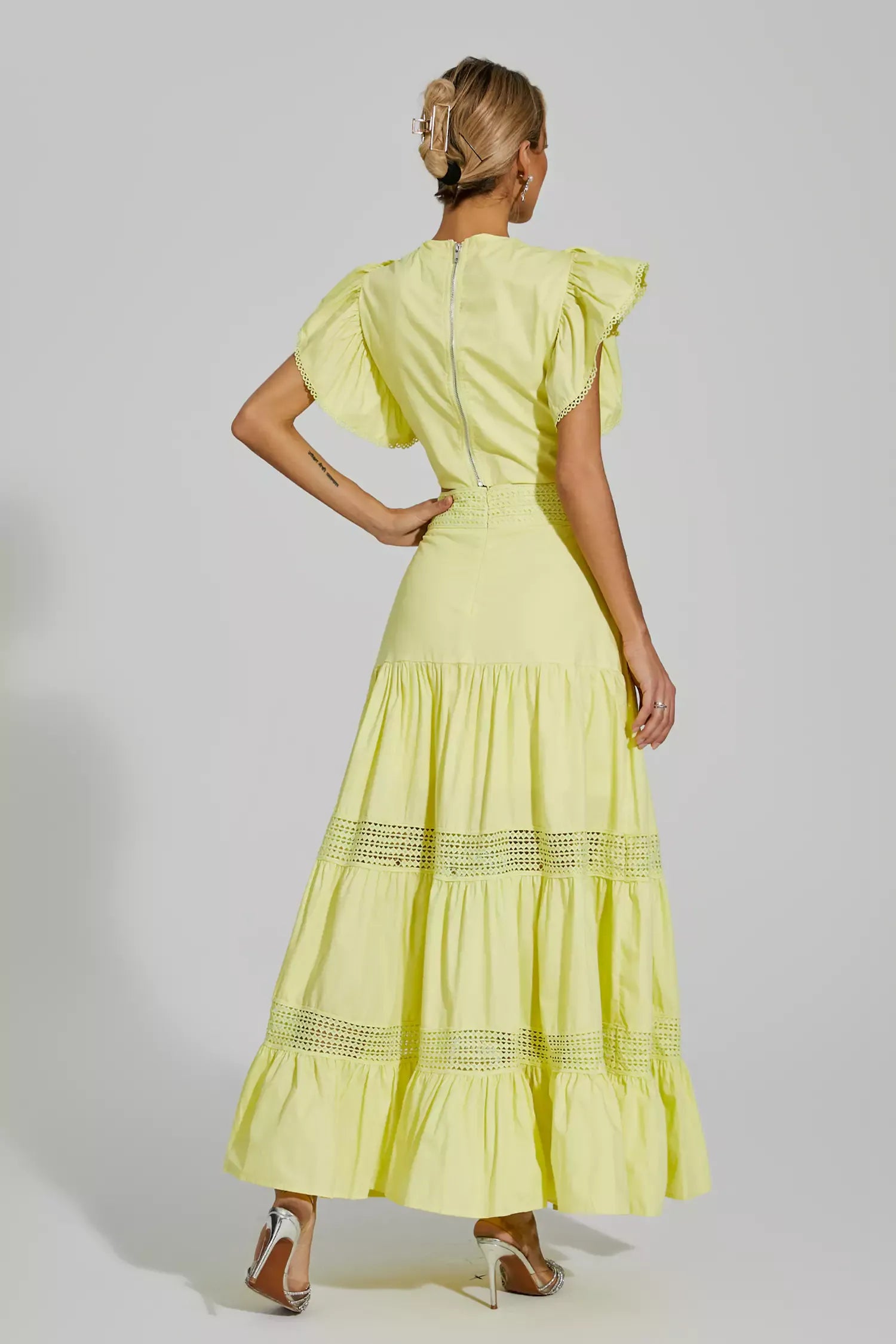 Coverdale Yellow Ruffled Sleeveless Maxi Set