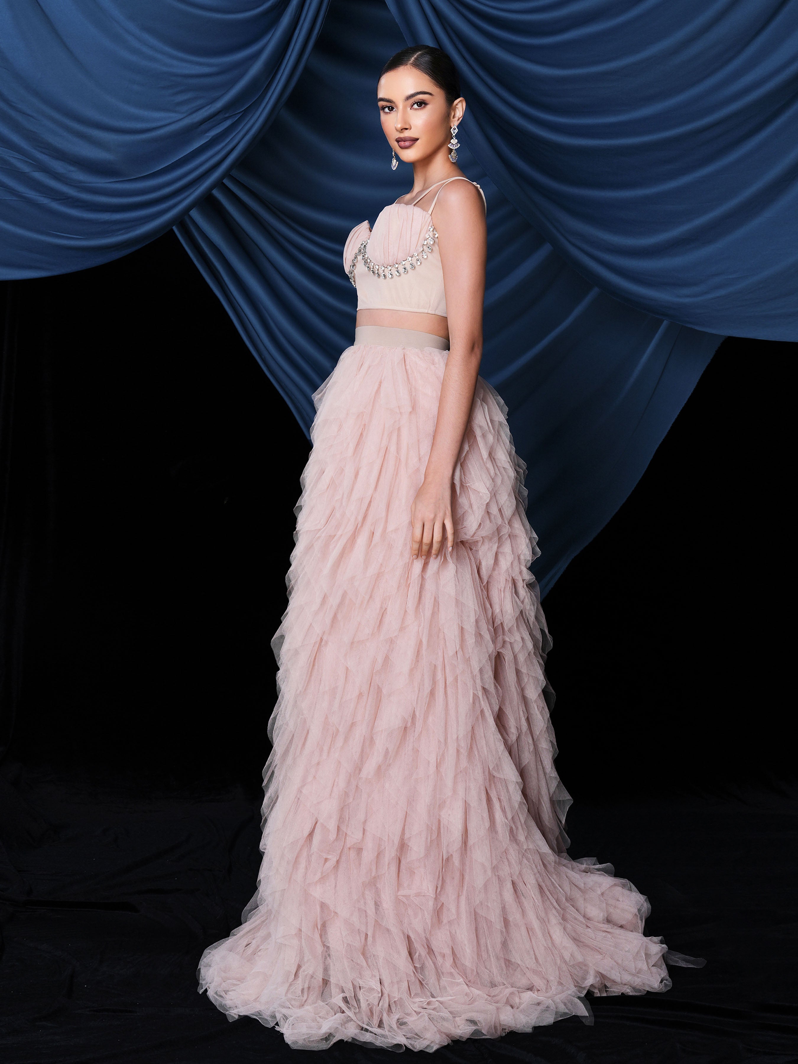 Ophelia Asymmetrical Maxi Set with Tulle Hem